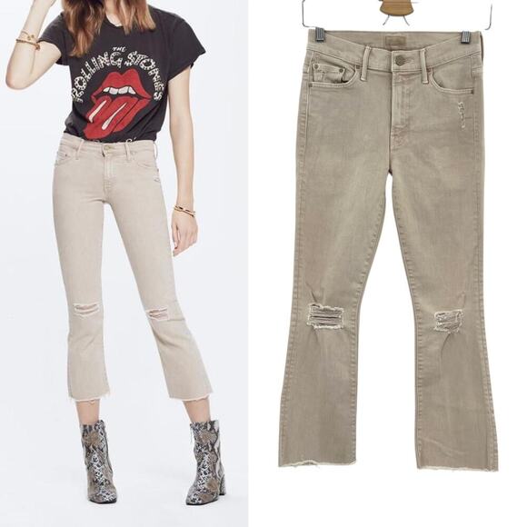 MOTHER Denim - Mother Denim Insider Crop Fray Jeans Khaki Dye Distressed Size 25